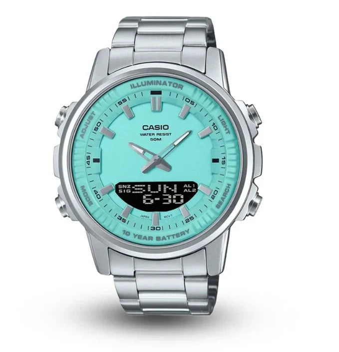 💎 Turquoise Dial Men's Watch | Luxury Stainless Steel Quartz Wrist Watch for Men ⌚✨
